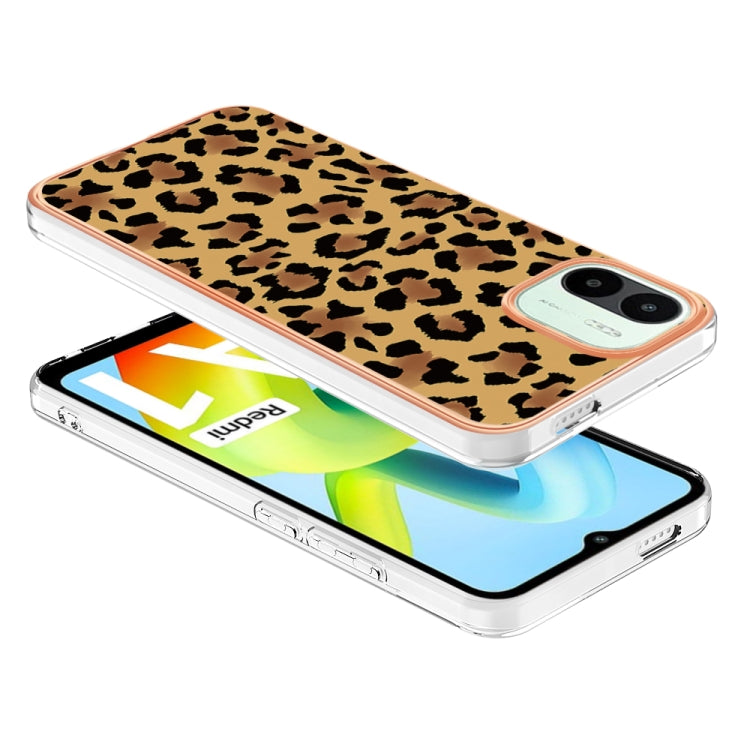 For Xiaomi Redmi A1 Electroplating Marble Dual-side IMD Phone Case(Leopard Print)
