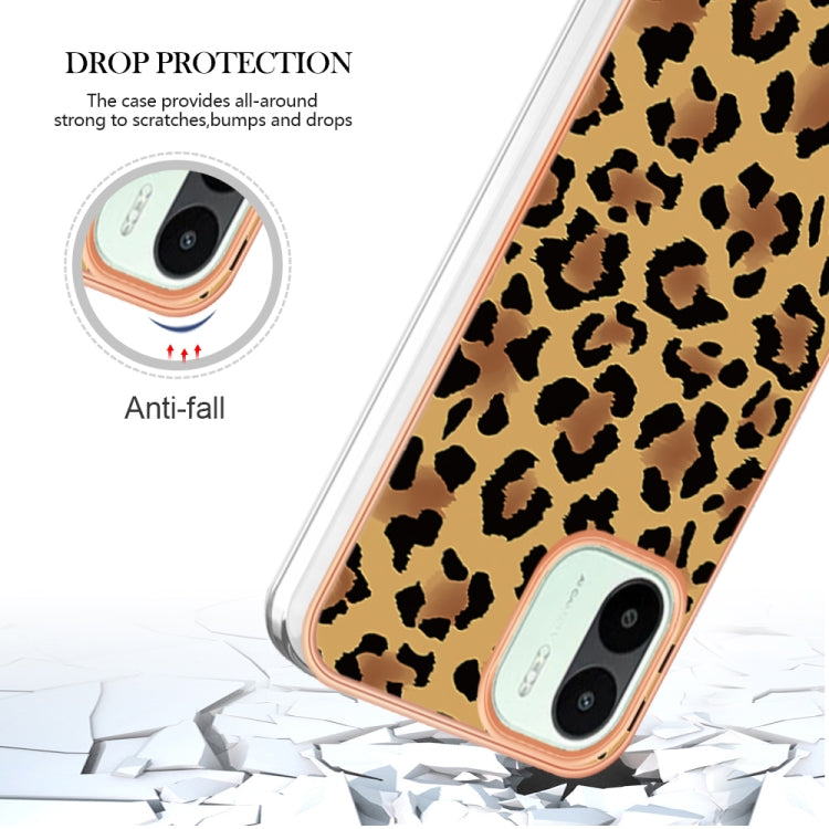 For Xiaomi Redmi A1 Electroplating Marble Dual-side IMD Phone Case(Leopard Print)