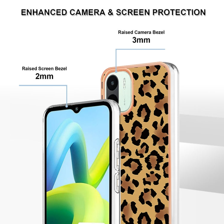 For Xiaomi Redmi A1 Electroplating Marble Dual-side IMD Phone Case(Leopard Print)
