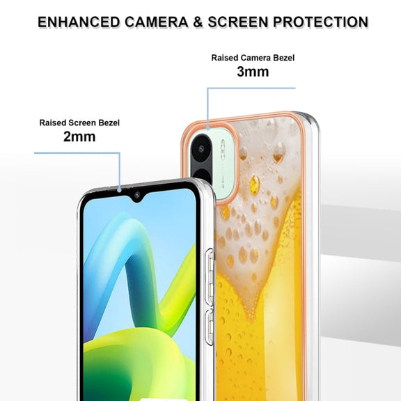 For Xiaomi Redmi A1 Electroplating Marble Dual-side IMD Phone Case(Draft Beer)
