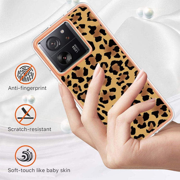 For Xiaomi 13T/13T Pro Electroplating Marble Dual-side IMD Phone Case(Leopard Print)