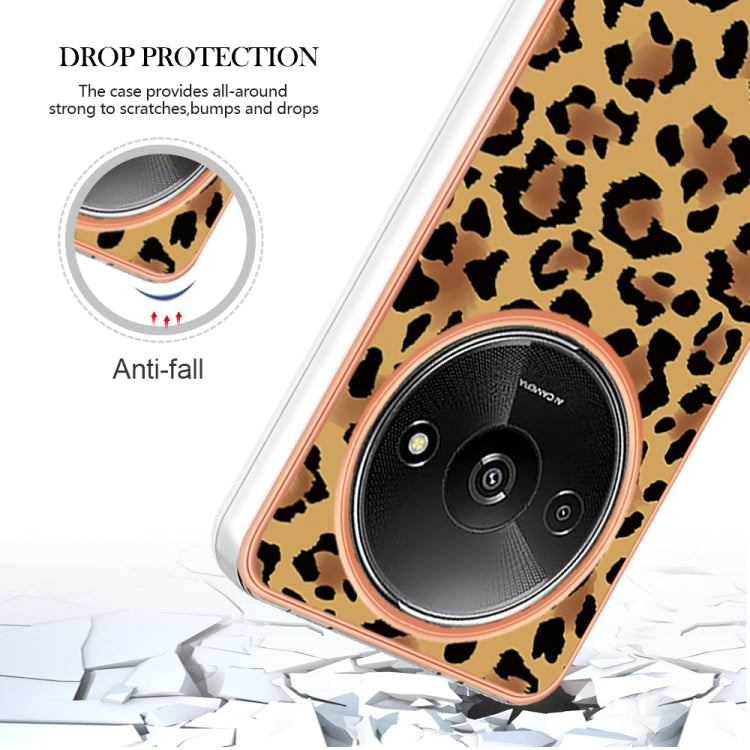 For Xiaomi Redmi A3 Electroplating Marble Dual-side IMD Phone Case(Leopard Print)