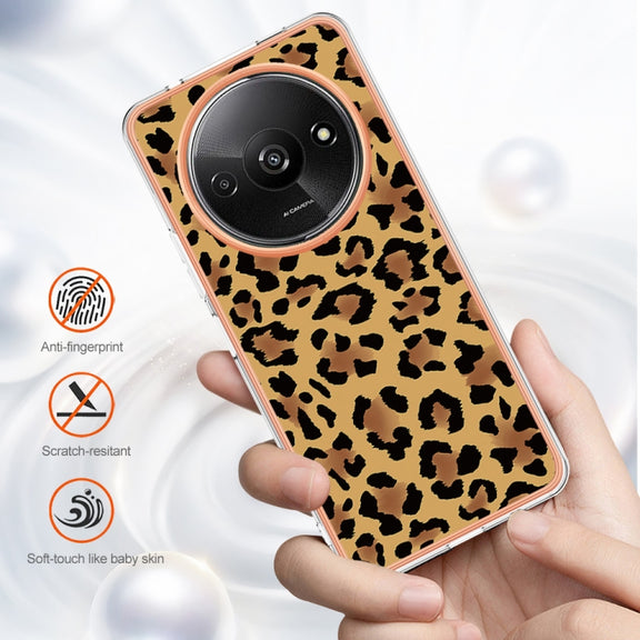 For Xiaomi Redmi A3 Electroplating Marble Dual-side IMD Phone Case(Leopard Print)
