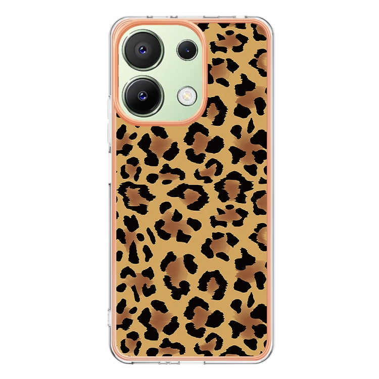 For Xiaomi Redmi Note 13 4G Global Electroplating Marble Dual-side IMD Phone Case(Leopard Print)