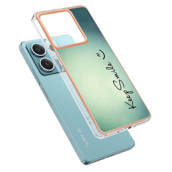 For Xiaomi Redmi Note 13 5G Electroplating Marble Dual-side IMD Phone Case(Smile)