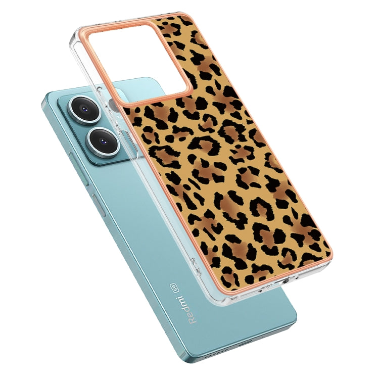 For Xiaomi Redmi Note 13 5G Electroplating Marble Dual-side IMD Phone Case(Leopard Print)