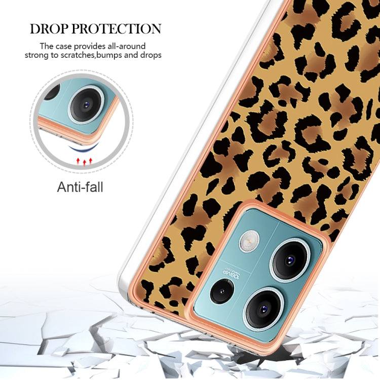 For Xiaomi Redmi Note 13 5G Electroplating Marble Dual-side IMD Phone Case(Leopard Print)