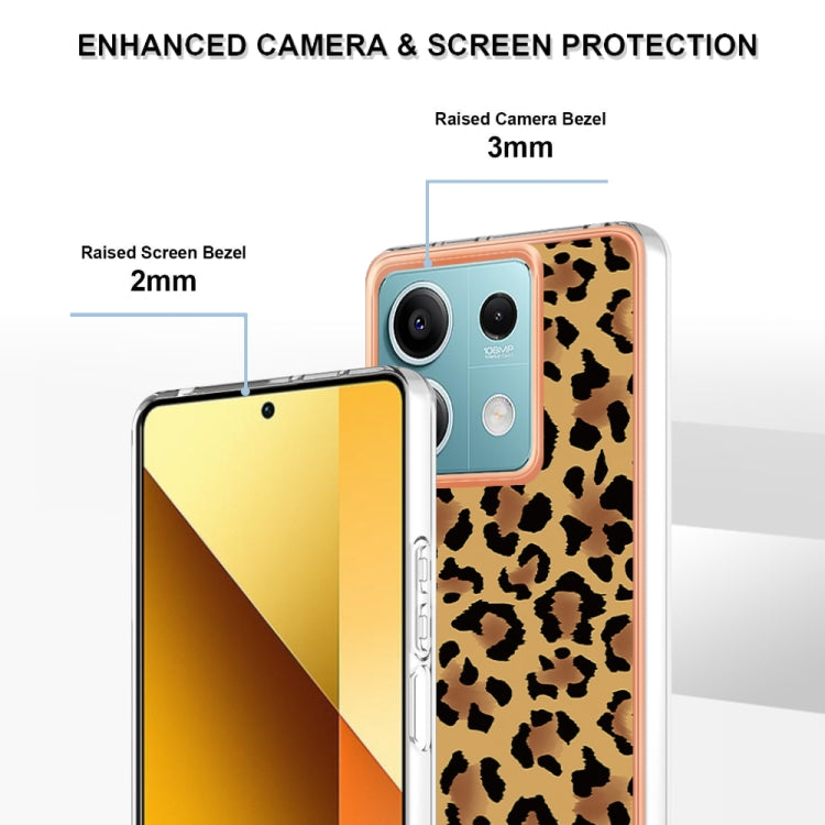 For Xiaomi Redmi Note 13 5G Electroplating Marble Dual-side IMD Phone Case(Leopard Print)
