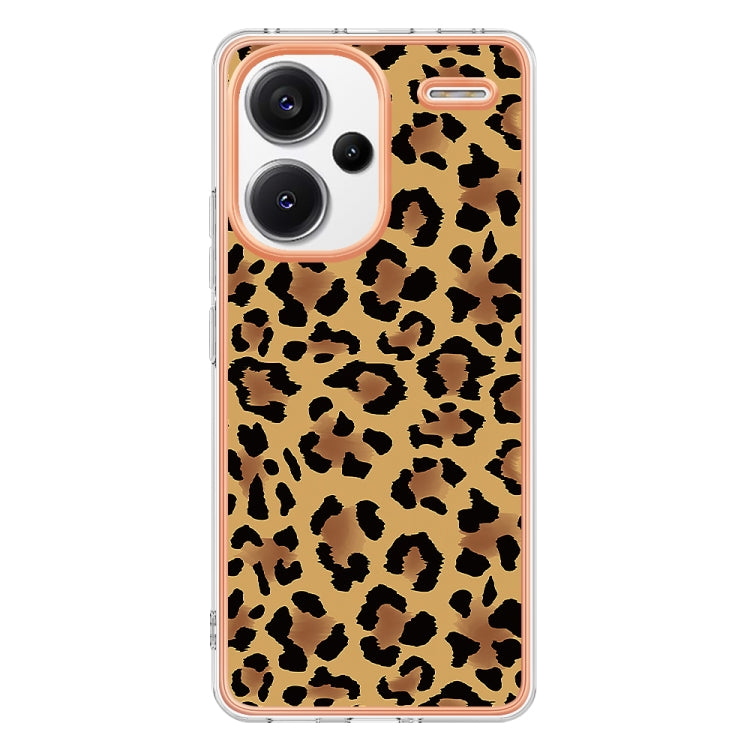 For Xiaomi Redmi Note 13 Pro+ 5G Electroplating Marble Dual-side IMD Phone Case(Leopard Print)