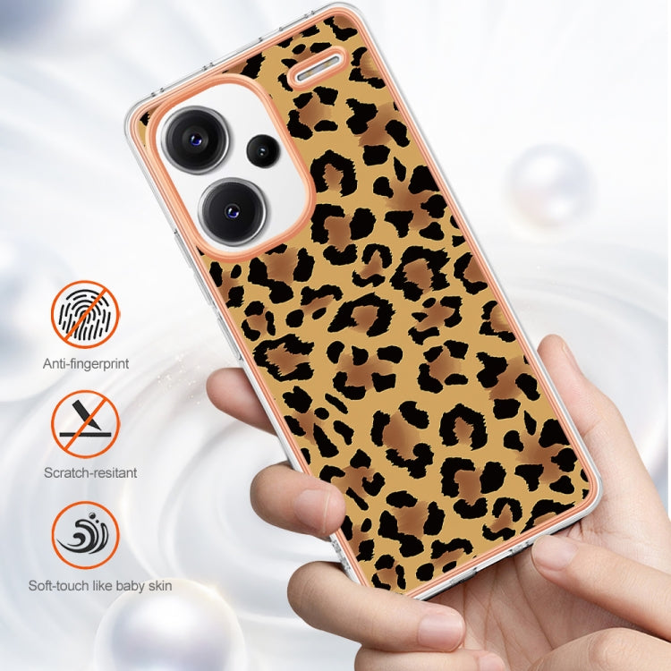 For Xiaomi Redmi Note 13 Pro+ 5G Electroplating Marble Dual-side IMD Phone Case(Leopard Print)