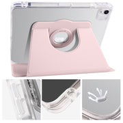 For iPad Air 11 2025 / 2024 Clear Acrylic 360 Rotation Detachable Leather Tablet Case(Pink)