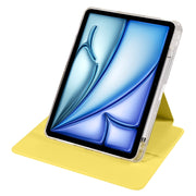 For iPad Air 13 2024 Clear Acrylic 360 Rotation Detachable Leather Tablet Case(Yellow)