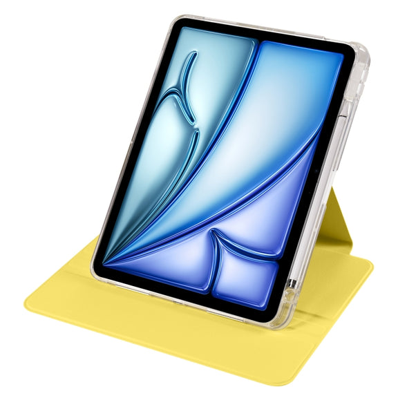 For iPad Air 13 2024 Clear Acrylic 360 Rotation Detachable Leather Tablet Case(Yellow)
