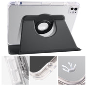 For iPad Pro 11 2024 Clear Acrylic 360 Rotation Detachable Leather Tablet Case(Black)