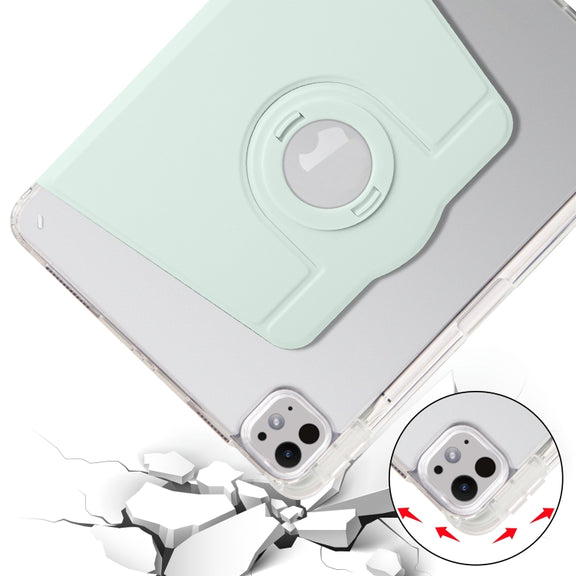 For iPad Pro 11 2024 Clear Acrylic 360 Rotation Detachable Leather Tablet Case(Light Green)