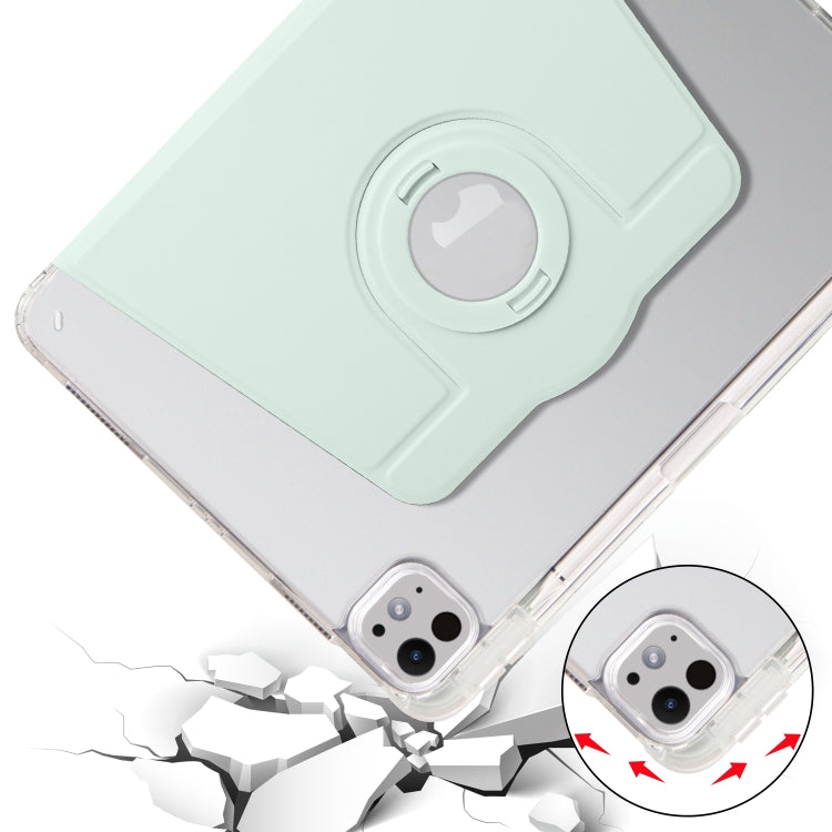 For iPad Pro 11 2024 Clear Acrylic 360 Rotation Detachable Leather Tablet Case(Light Green)
