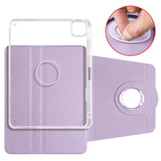 For iPad Pro 11 2024 Clear Acrylic 360 Rotation Detachable Leather Tablet Case(Light Purple)