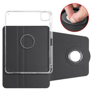 For iPad Pro 13 2024 Clear Acrylic 360 Rotation Detachable Leather Tablet Case(Black)