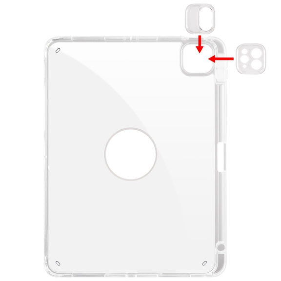 For iPad Pro 13 2024 Clear Acrylic 360 Rotation Detachable Leather Tablet Case(Black)