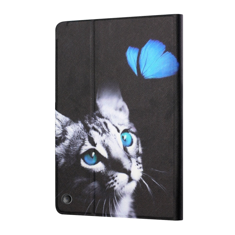 For Amazon Kindle Fire Max 11 Colored Drawing Smart Leather Tablet Case(Butterfly Cat)