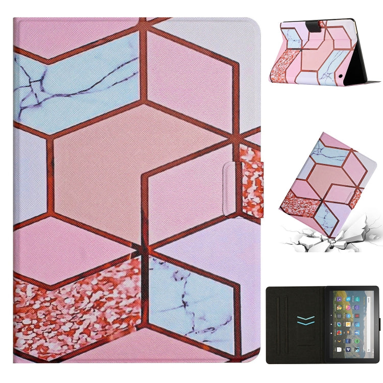For Amazon Kindle Fire Max 11 Colored Drawing Marble Smart Leather Tablet Case(Splicing Marble)
