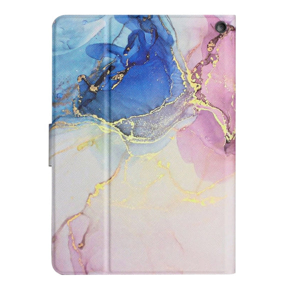 For Amazon Kindle Fire Max 11 Colored Drawing Marble Smart Leather Tablet Case(Pink Blue)