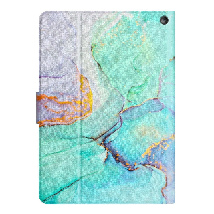 For Amazon Kindle Fire Max 11 Colored Drawing Marble Smart Leather Tablet Case(Green Marble)