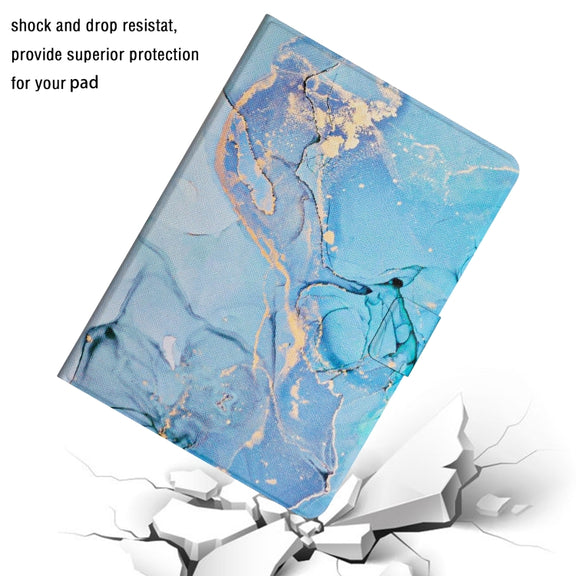 For Amazon Kindle Fire Max 11 Colored Drawing Marble Smart Leather Tablet Case(Blue Marble)
