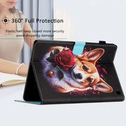 For Amazon Kindle Fire Max 11 Coloured Drawing Stitching Smart Leather Tablet Case(Corgi)