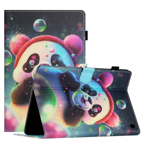 For Amazon Kindle Fire Max 11 Coloured Drawing Stitching Smart Leather Tablet Case(Panda)