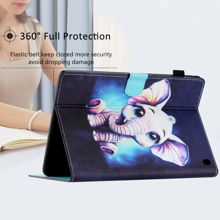 For Amazon Kindle Fire Max 11 Coloured Drawing Stitching Smart Leather Tablet Case(Elephant)