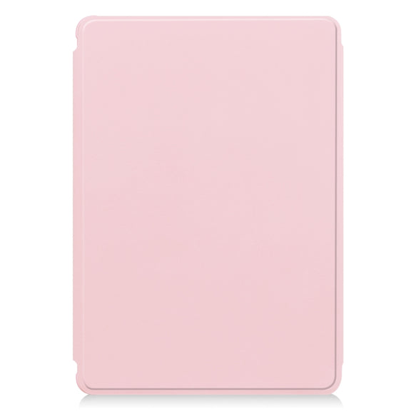 For Samsung Galaxy Tab S9+ 360 Rotation Transparent Smart Leather Case with Keyboard(Pink)