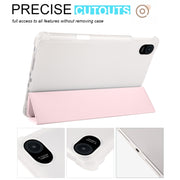 For Honor Pad 8 3-folding Transparent TPU Smart Leather Tablet Case(Ice Pink)