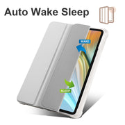 For Honor Pad 8 3-folding Transparent TPU Smart Leather Tablet Case(Grey)