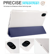 For Honor Pad 8 3-folding Transparent TPU Smart Leather Tablet Case(Dark Blue)