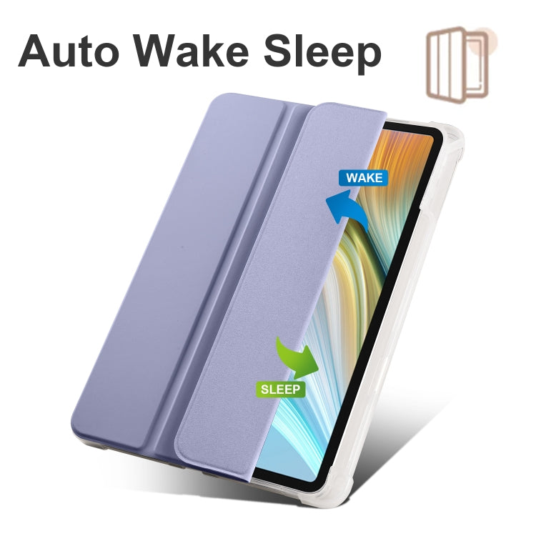 For Honor Pad 8 3-folding Transparent TPU Smart Leather Tablet Case(Purple)