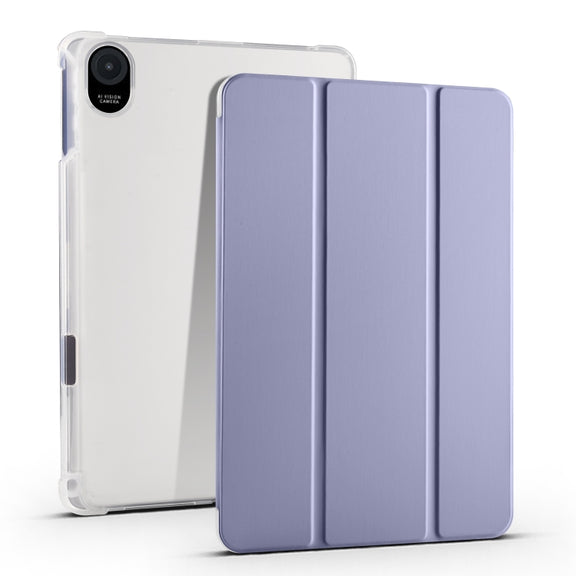 For Honor Pad 8 3-folding Transparent TPU Smart Leather Tablet Case(Purple)