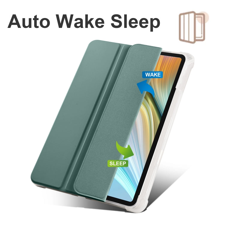For Honor Pad 8 3-folding Transparent TPU Smart Leather Tablet Case(Green)