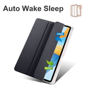 For Honor Pad V8 Pro 3-folding Transparent TPU Smart Leather Tablet Case(Black)