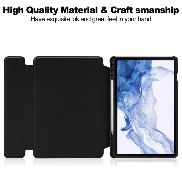 For Samsung Galaxy Tab S9 360 Rotation Transparent Smart Leather Case(Black)