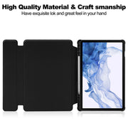 For Samsung Galaxy Tab S9 360 Rotation Transparent Smart Leather Case(Black)