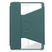 For Samsung Galaxy Tab S9 360 Rotation Transparent Smart Leather Case(Dark Green)