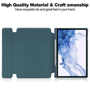 For Samsung Galaxy Tab S9 360 Rotation Transparent Smart Leather Case(Dark Green)