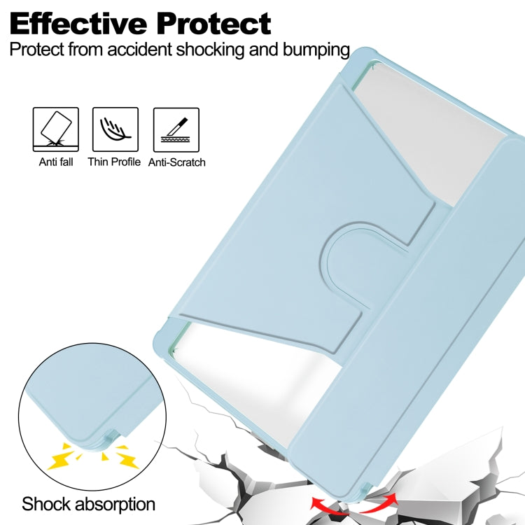 For Samsung Galaxy Tab S9 360 Rotation Transparent Smart Leather Case(Sky Blue)