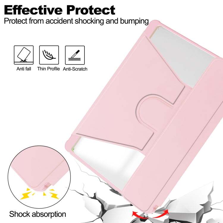 For Samsung Galaxy Tab S9 360 Rotation Transparent Smart Leather Case(Pink)