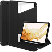 For Samsung Galaxy Tab S9+ 360 Rotation Transparent Smart Leather Case(Black)