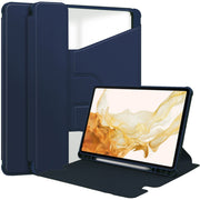 For Samsung Galaxy Tab S9+ 360 Rotation Transparent Smart Leather Case(Dark Blue)