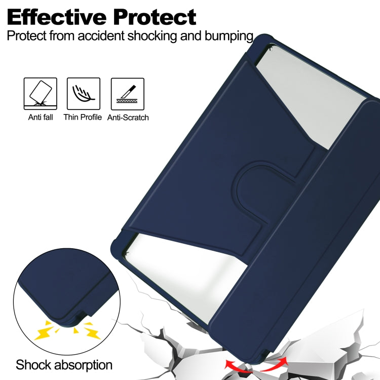 For Samsung Galaxy Tab S9+ 360 Rotation Transparent Smart Leather Case(Dark Blue)
