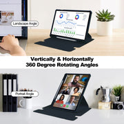 For Samsung Galaxy Tab S9+ 360 Rotation Transparent Smart Leather Case(Dark Blue)