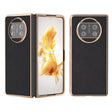 For Huawei Mate X3 Electroplating Genuine Leather + PC Litchi Texture Phone Case(Black) - Huawei Cases by PMC TechLife | Online Shopping South Africa | PMC TechLife | Buy Now Pay Later Mobicred